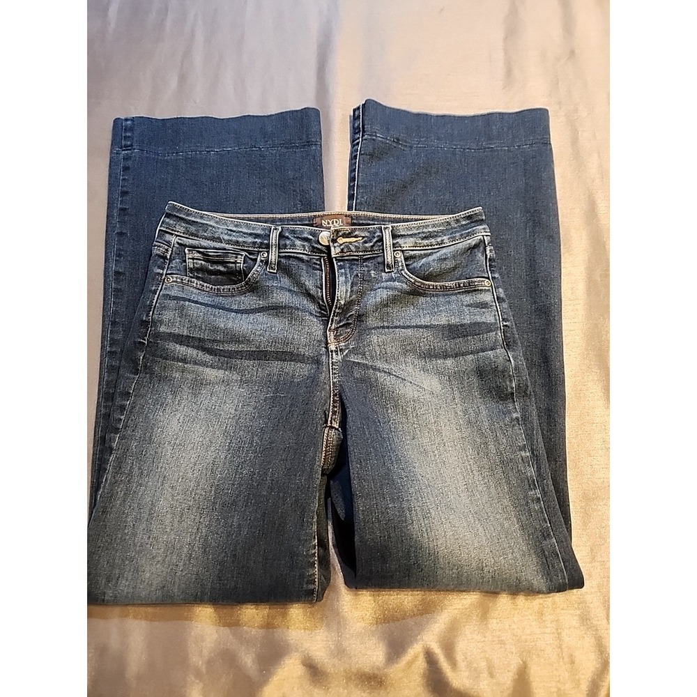 NYDJ Women's Blue Jeans Flare Size 4‎ Lift Tuck Technology Stretch Denim Midrise